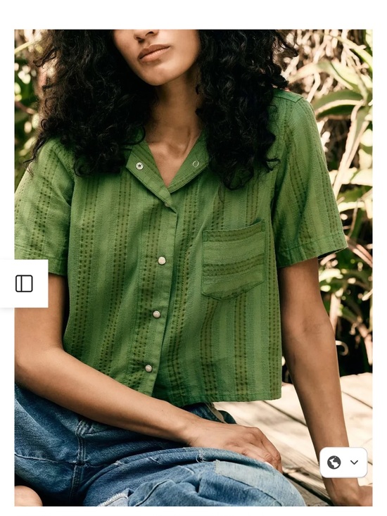 imogene + willie Tops - Green Short-Sleeve Button Front Women's Top